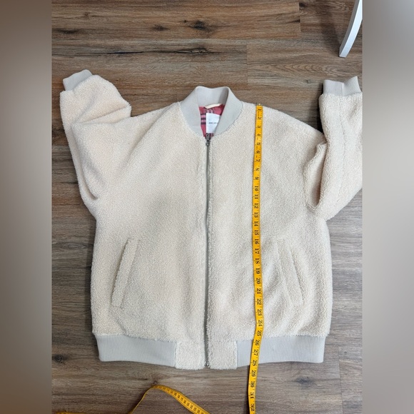 Avec Les Filles Women’s Beige Tan Full Zip Faux Fur Jacket Coat Size Large - Picture 8 of 11